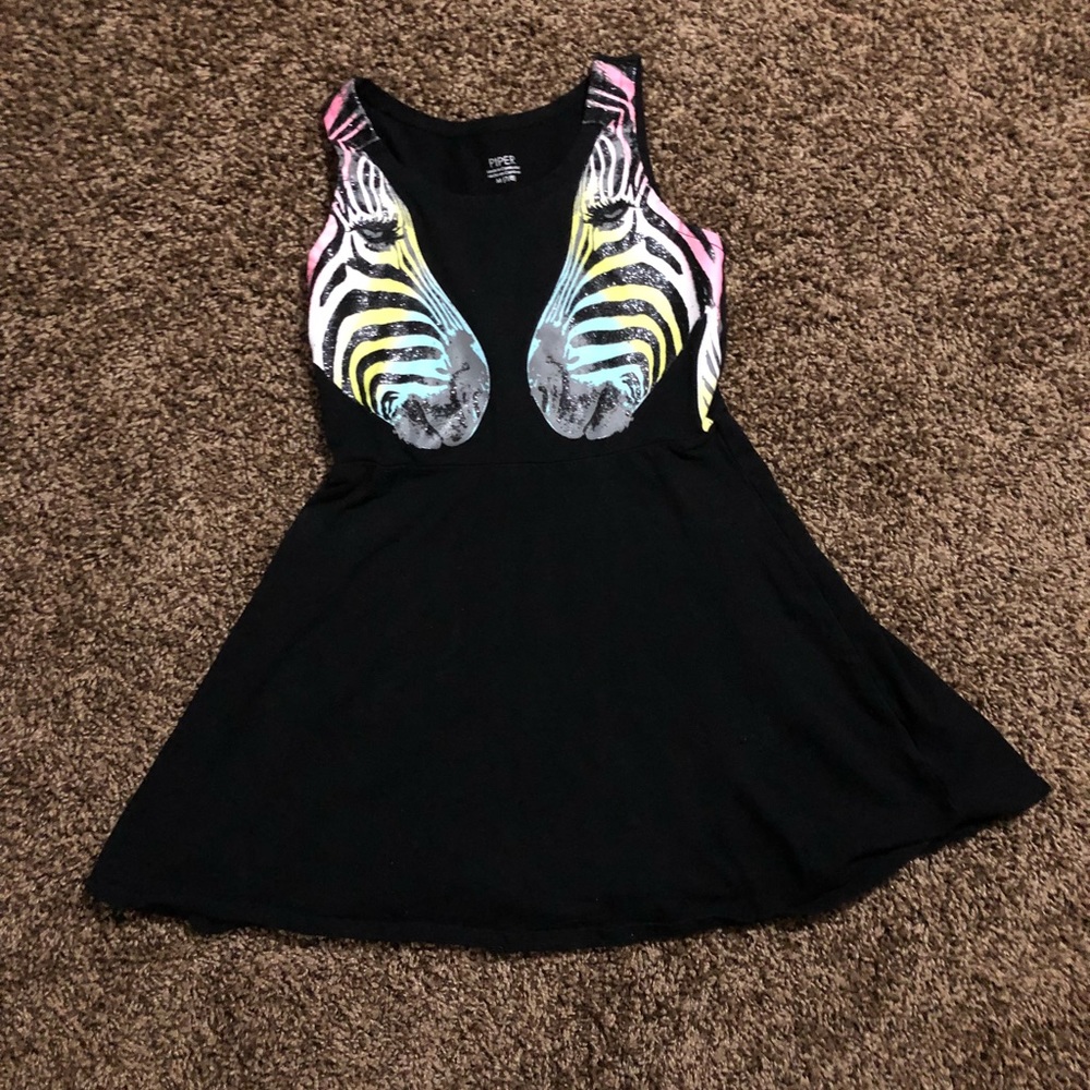 A black zebra kids dress